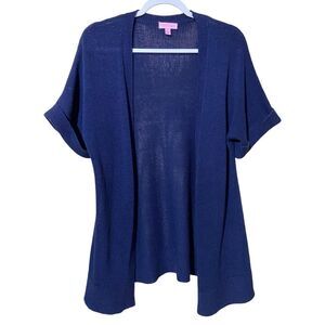 Lilly Pulitzer Short Sleeve Open Front Navy Sweater